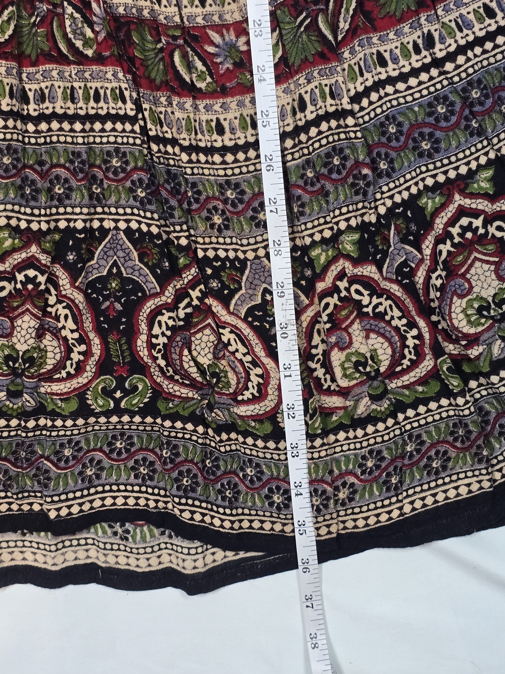 Belma Rayon Boho Tiered Maxi Skirt Paisley Floral Flowy One Size - Picture 3 of 7